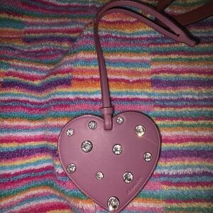 Coach Purple Heart Bag Charm with Crystal Studs